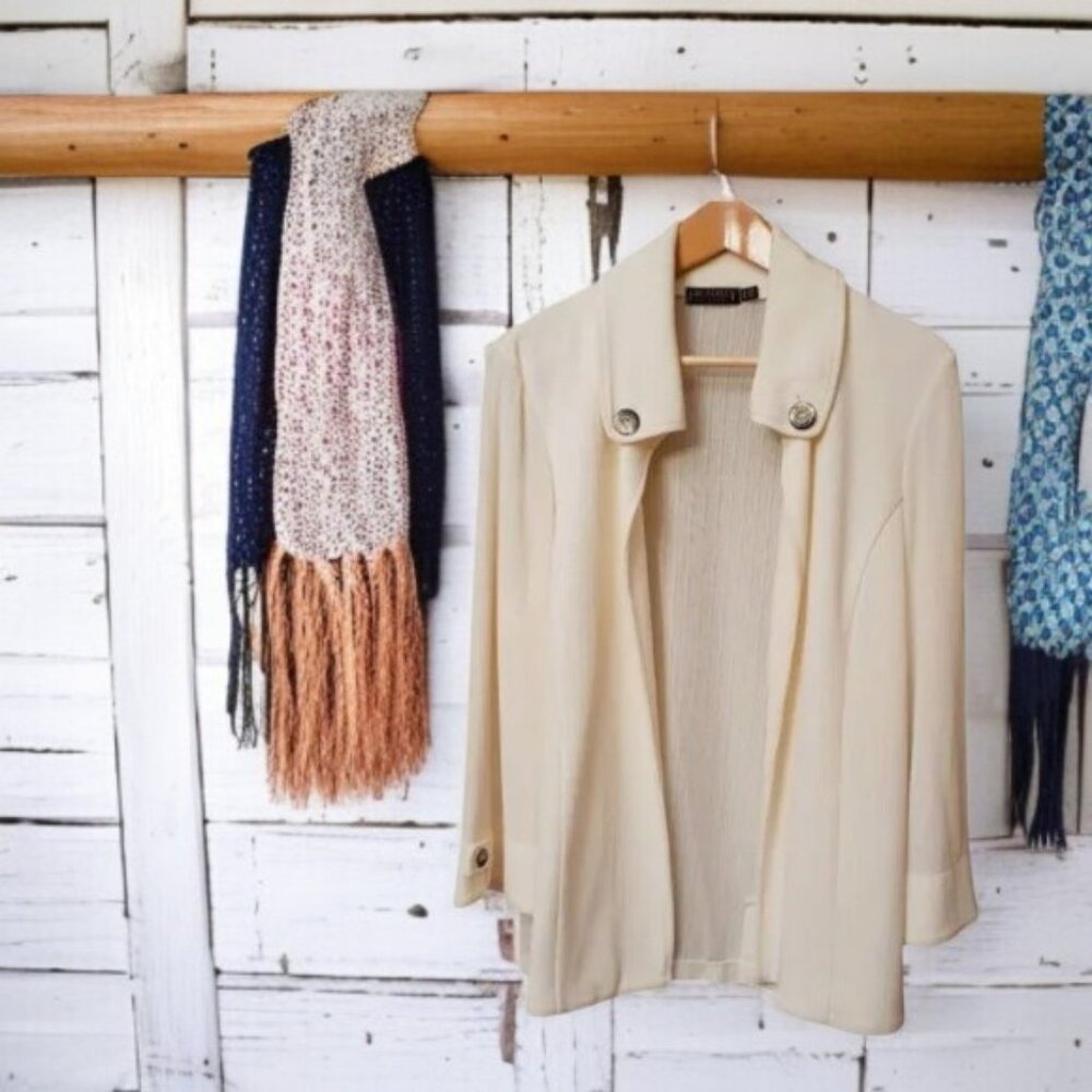 NWOT Open Cardigan Sz M-L Ivory 3/4 sleeve sweater Cream Made in Canada